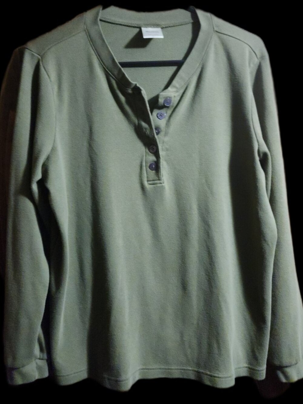 Blair Women's V-Neck Long Sleeve Henley Top Mint Sage Green Size L